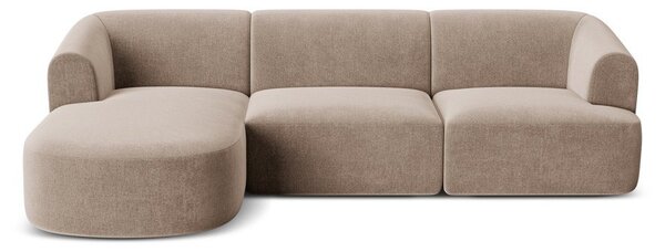 Světle hnědá sametová rohová pohovka (levý roh/s lenoškou) Campi – Cosmopolitan Design