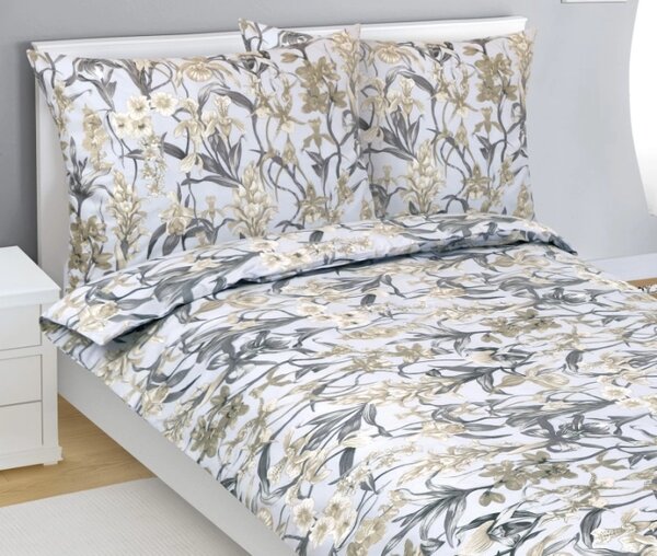 Bellatex Povlečení bavlněné 140x200, 70x90 cm Orchidea Šedá,Béžová