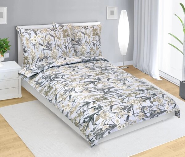 Bellatex Povlečení bavlněné 140x200, 70x90 cm Orchidea Šedá,Béžová