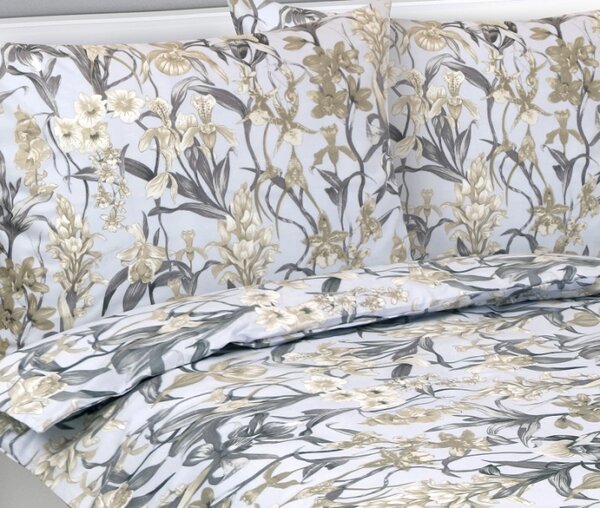 Bellatex Povlečení bavlněné 140x200, 70x90 cm Orchidea Šedá,Béžová