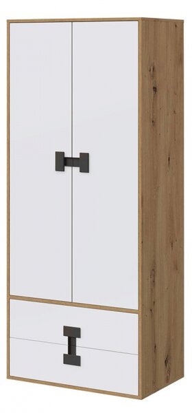 Dvoudvěrová šatní skříň Tikrote 80 TE01, Barva: dub artisan / dub artisan lesk 5903211173585