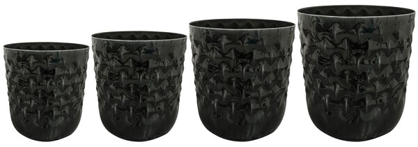 Ter Steege Sada 4 květináčů Jacie metalic black D36 H42
