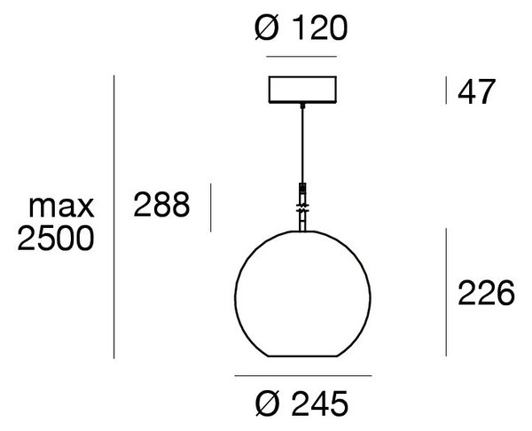 Linealight Závěsné LED svítidlo Cristalbolla_P ø24,5 cm, 10W Barva: Černá, Chromatičnost: 2700K