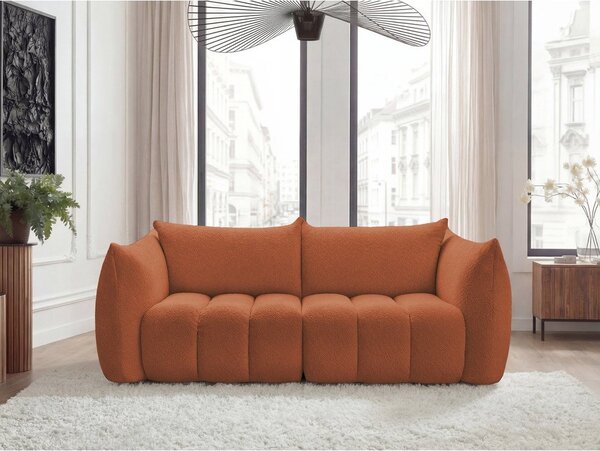 Oranžová pohovka z textilie bouclé 234 cm Azra – Bobochic Paris