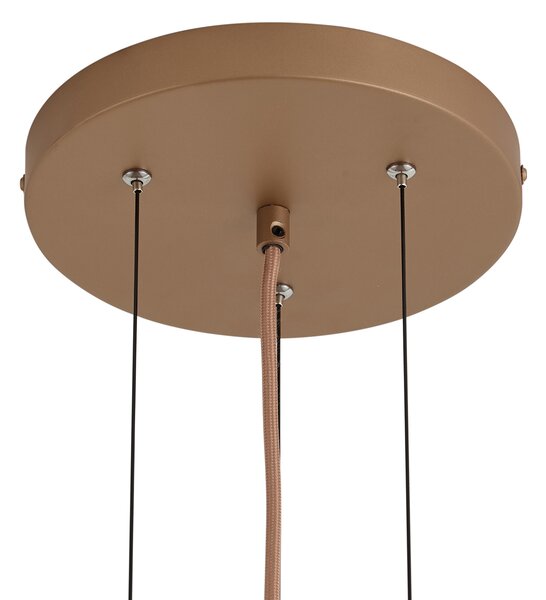 Retro závěsná lampa tmavý bronz s jantarovým sklem - Barb