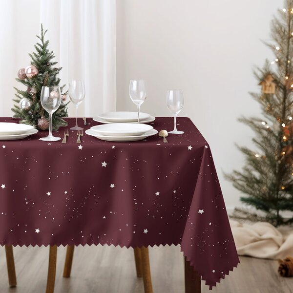 Goldea vánoční hranatý teflonový ubrus - hvězdičky na vínové 80 x 80 cm