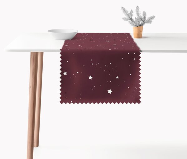 Goldea vánoční běhoun na stůl teflonový - hvězdičky na vínové 50x140 cm