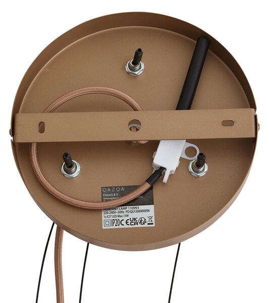 Retro závěsná lampa tmavý bronz s jantarovým sklem - Barb