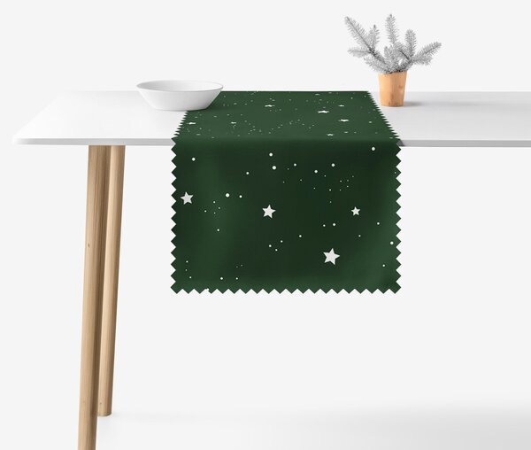 Goldea vánoční běhoun na stůl teflonový - hvězdičky na tmavě zelené 50x140 cm