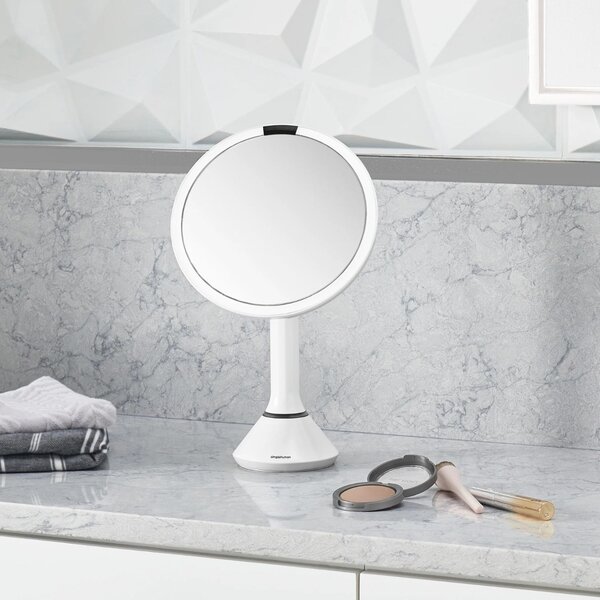 Kosmetické zrcátko Simplehuman Sensor Touch, DUAL LED osvětlení, 5x, dobíjecí, bílá ocel
