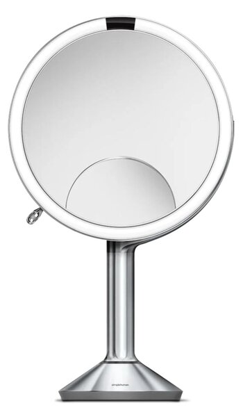 Kosmetické zrcátko Simplehuman Sensor TRIO, LED osvětlení, 1x/5x/10, dobíjecí, matná nerez