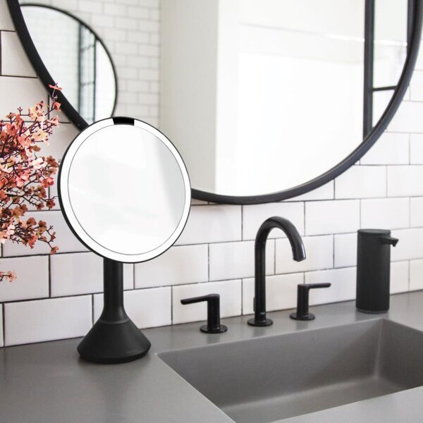 Kosmetické zrcátko Simplehuman Sensor Touch, DUAL LED osvětlení, 5x, dobíjecí, černá ocel