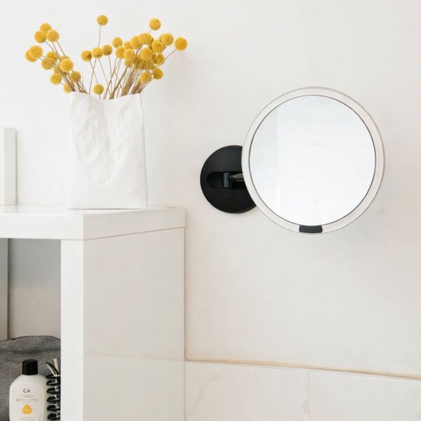 Simplehuman kosmetické zrcátko na zeď SENSOR, LED osvětlení, 5x zvětšení, síťové, černé