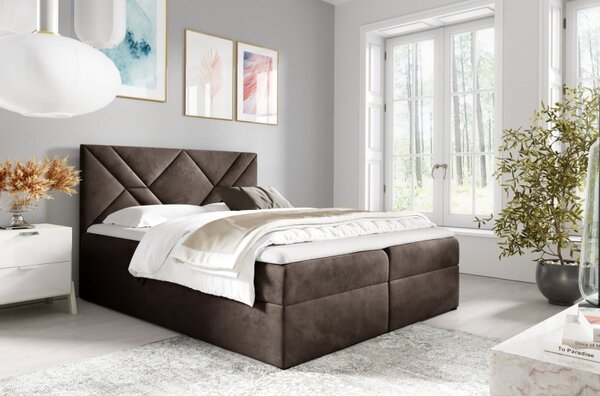 Boxspringová postel ASKOT - 180x200, hnědá 1 + topper ZDARMA