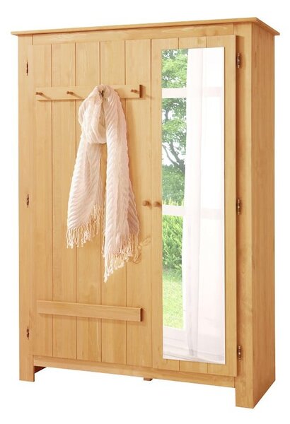 Šatní skříň z borovicového dřeva se zrcadlem v přírodní barvě 120x170 cm Bertram – Støraa