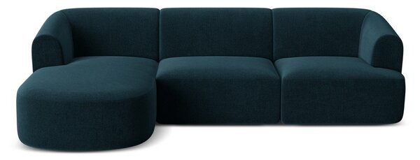 Sametová rohová pohovka v petrolejové barvě (levý roh/s lenoškou) Campi – Cosmopolitan Design