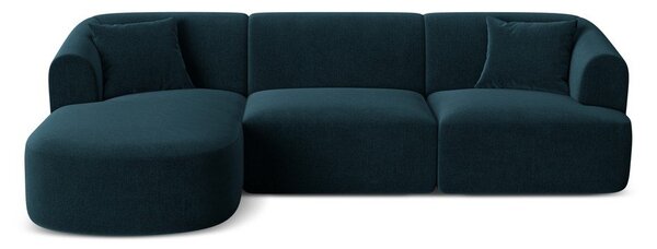 Sametová rohová pohovka v petrolejové barvě (levý roh/s lenoškou) Campi – Cosmopolitan Design