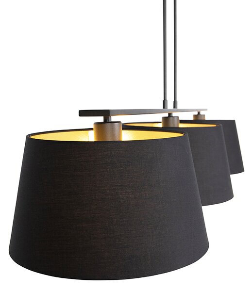 Závěsné svítidlo s bavlněnými stínidly černými a zlatými 32 cm - Combi 3 Deluxe