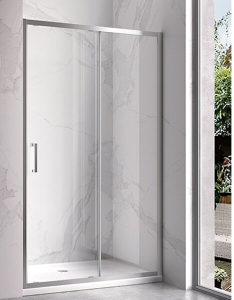 BPS-koupelny Posuvné sprchové dveře KZ14D 130 chrom/transparent pro instalaci do niky - bez vaničky