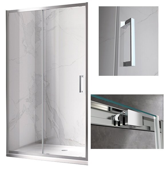 BPS-koupelny Posuvné sprchové dveře KZ14D 130 chrom/transparent pro instalaci do niky - bez vaničky