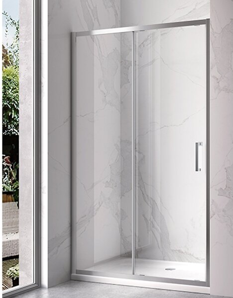 BPS-koupelny Posuvné sprchové dveře KZ14D 130 chrom/transparent pro instalaci do niky - bez vaničky