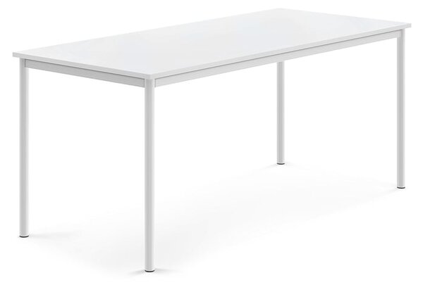 AJ Produkty Stůl BORÅS, 1800x800x760 mm, bílé nohy, HPL deska, bílá