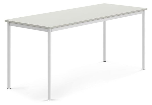 AJ Produkty Stůl BORÅS, 1800x700x760 mm, bílé nohy, HPL deska, šedá