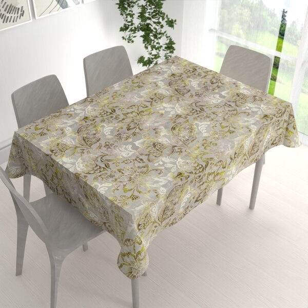 Biante Sametový obdélníkový ubrus Tamara TMR-055 Abstraktní zelené květy na zelenošedém 50x100 cm