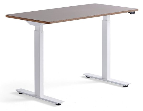 AJ Produkty Výškově nastavitelný stůl NOVUS, 1200x600 mm, bílá podnož, jílově šedá deska