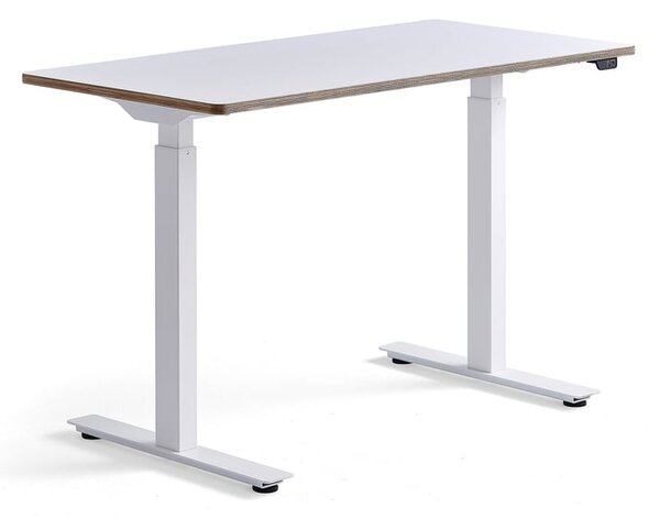 AJ Produkty Výškově nastavitelný stůl NOVUS, 1200x600 mm, bílá podnož, bílá deska
