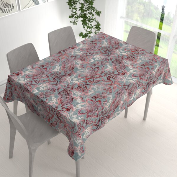 Biante Sametový obdélníkový ubrus Tamara TMR-054 Abstraktní vínové květy na šedozeleném 50x100 cm