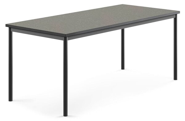 AJ Produkty Stůl SONITUS, 1800x800x720 mm, antracitově šedé nohy, deska s linoleem, tmavě šedá