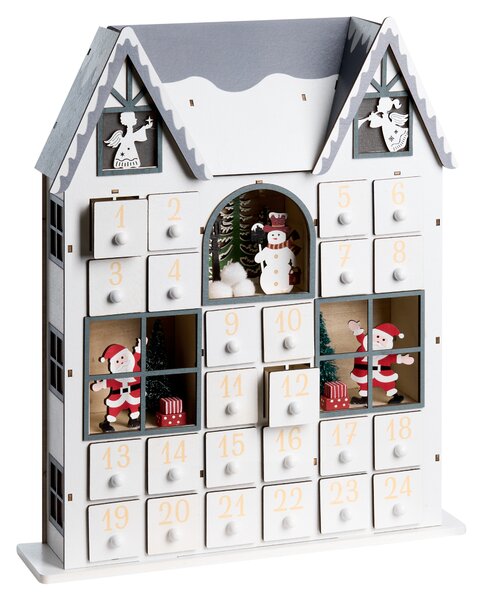 Vánoční dekorace LED FEMUND 40 cm Adventní kalendář Bílá