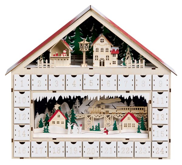 Vánoční dekorace LED NISSER 44 cm Adventní kalendář Světle hnědá