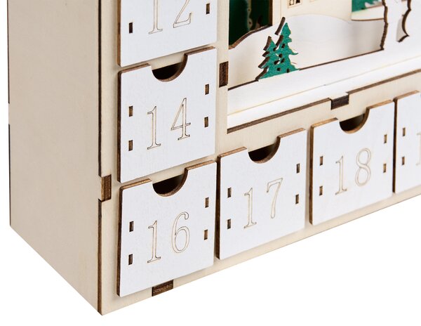Vánoční dekorace LED NISSER 44 cm Adventní kalendář Světle hnědá