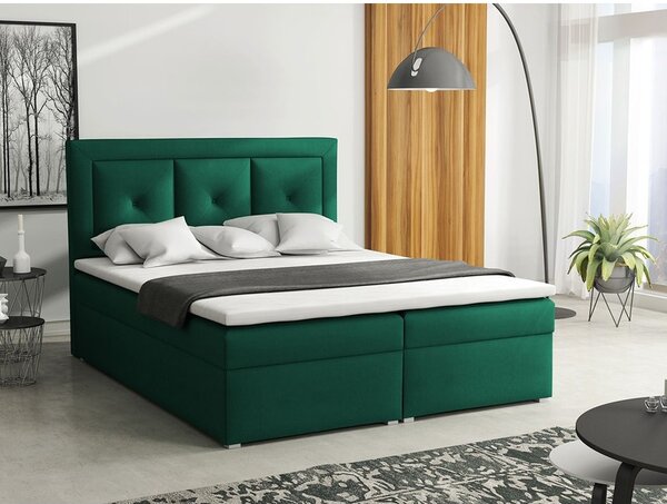 Manželská kontinentální postel 160x200 GOSTORF 2 - zelená + topper ZDARMA