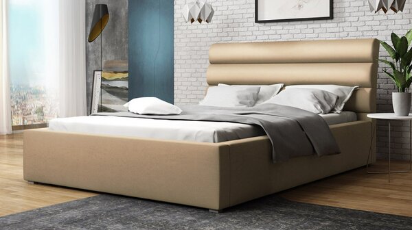 Manželská postel s úložným prostorem a roštem 200x200 BORZOW - béžová
