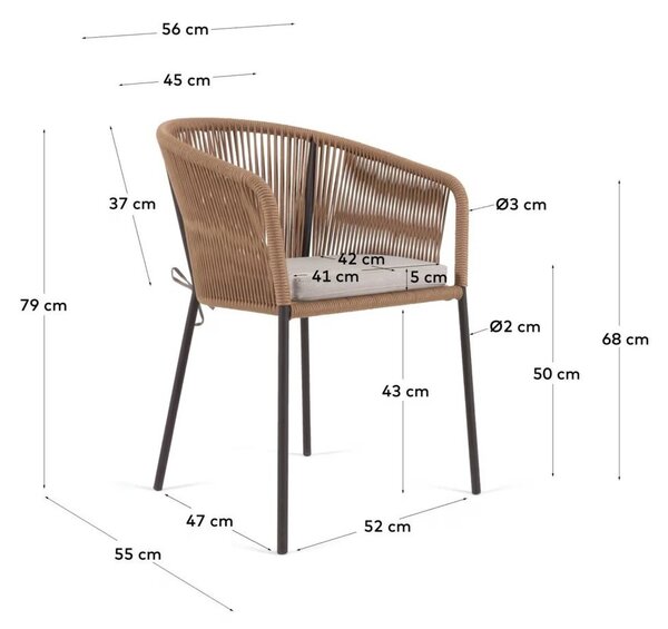 Béžová kovová/polstrovaná zahradní židle Yanet – Kave Home
