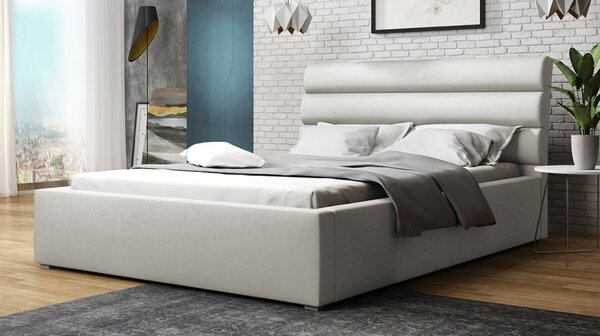 Manželská postel s úložným prostorem a roštem 140x200 BORZOW - krémová