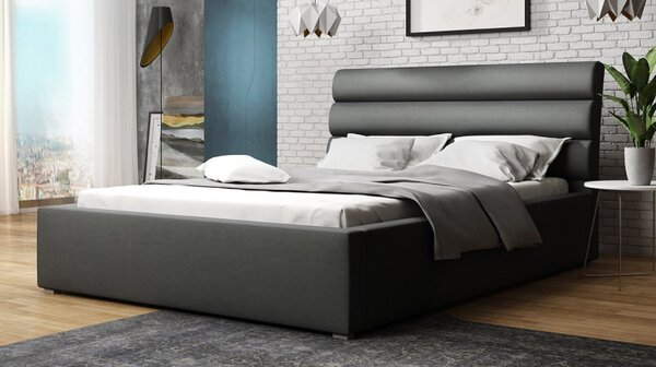 Manželská postel s úložným prostorem a roštem 200x200 BORZOW - šedá 1