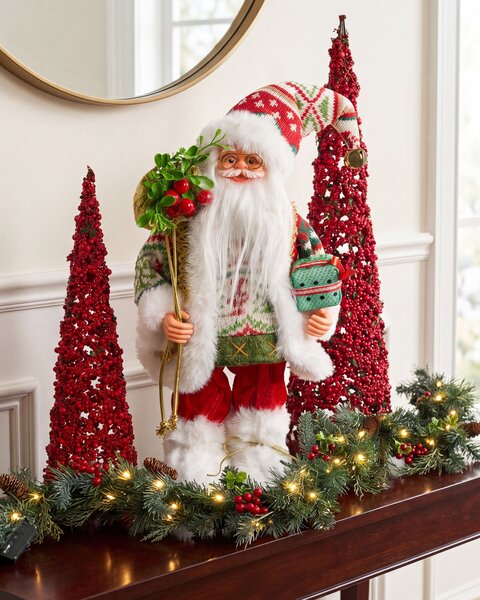 Vánoční dekorace MOSVATN 37 cm Santa Claus Červená/Zelená