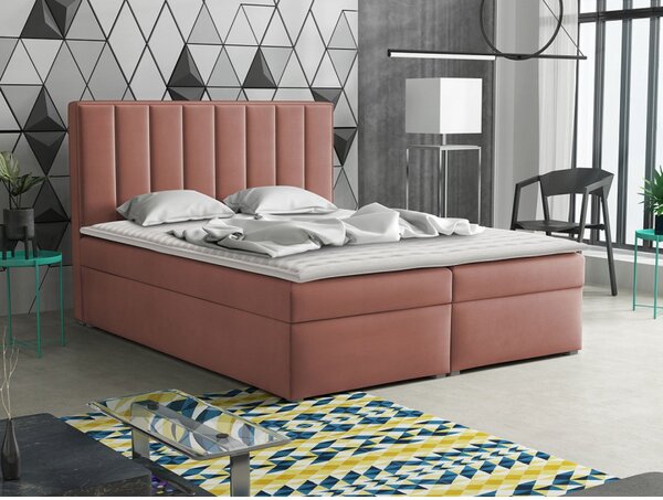 Kontinentální manželská postel 180x200 TARNEWITZ 1 - růžová + topper ZDARMA