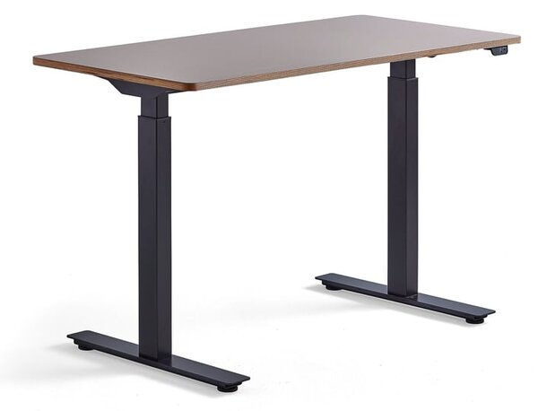 AJ Produkty Výškově nastavitelný stůl NOVUS, 1200x600 mm, černá podnož, jílově šedá deska