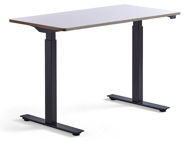 AJ Produkty Výškově nastavitelný stůl NOVUS, 1200x600 mm, černá podnož, bílá deska