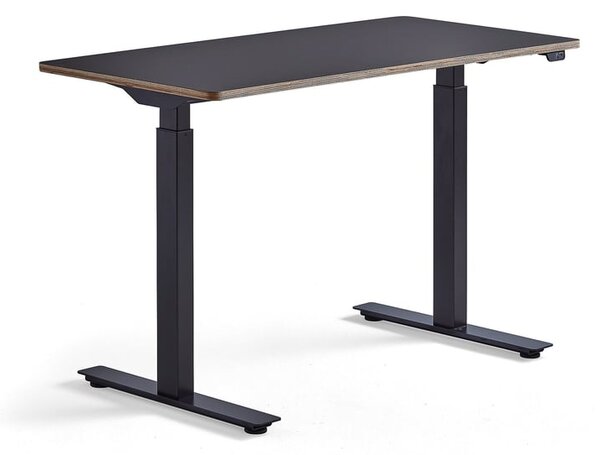 AJ Produkty Výškově nastavitelný stůl NOVUS, 1200x600 mm, černá podnož, černá deska