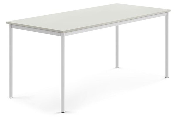 AJ Produkty Stůl SONITUS, 1800x800x760 mm, bílé nohy, HPL deska tlumící hluk, šedá
