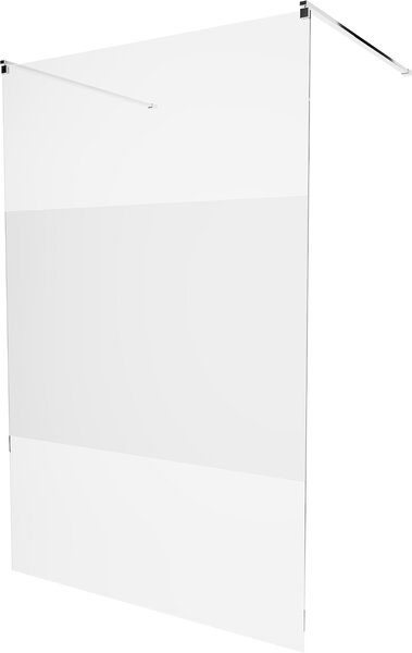MEXEN - Kioto zástěna sprchová samostatně stojící 110 x 200 cm, transparentní/mléčné sklo 8 mm, chrom - 800-110-002-01-35