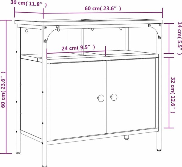 VidaXL Koupelnová skříňka pod umyvadlo 60x30x60 cm kompozit [842436] Barva: dub artisan