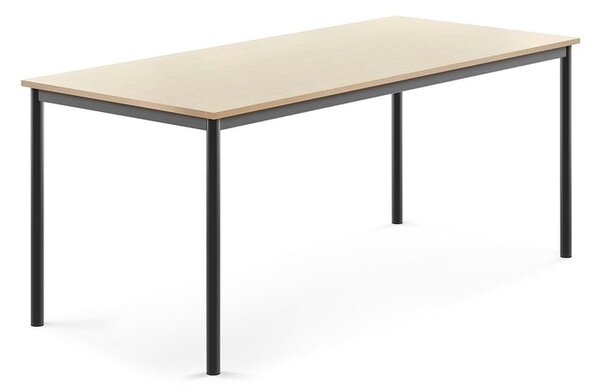 AJ Produkty Stůl BORÅS, 1800x800x720 mm, antracitově šedé nohy, HPL deska, bříza