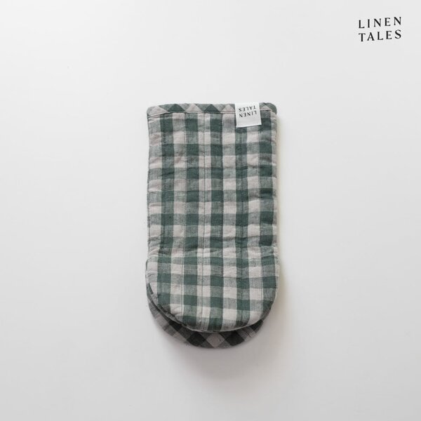 Lněná kuchyňská rukavice Forest Green Gingham – Linen Tales